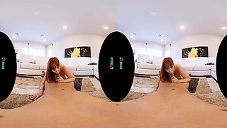 Redhead slut with big boobs goes down