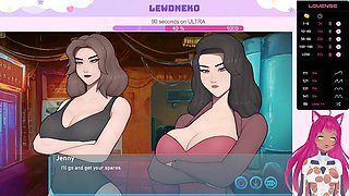 LewdNeko the VTuber showcases solo fun in Sleeve Shock with big tits and cyberpunk flair