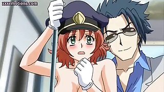 Sexy anime officer double fucked
