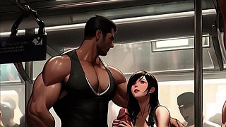 Tifa loves drinking strangers cum on the Midgar train