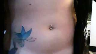 Brunette Tranny jerking in hard dick in solo Webcam
