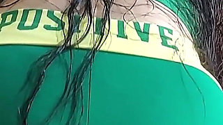 The Brazilian Soccer Team Fan Squeezed My Cock with Her Ass Before Going to Watch the Game