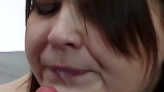 Mature Mom with Big Tits Sucks a Big Dildo