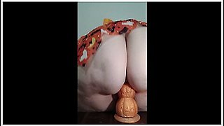 Bbw Rides Huge Xl Pumpkin Dildo In Halloween Lingerie