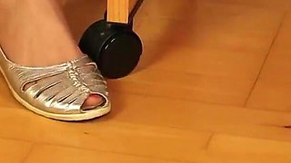 Silver Peeptoe Slingbacks & Sheer Nude Nylons - Footplay & Shoeplay