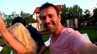 Outdoor Gang Bang DP with Donna Bell & Cathy Heaven - First Time Double Penetration Sex