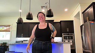 NIKKISFETISHES Curvy brunette teases in kitchen