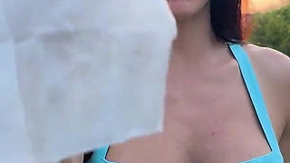 Pee Outdoor From Behind, Wiping Pussy, Titty Flash