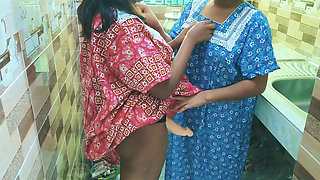 Desi hot lesbian stepsisters kitchen fuck with big dildo bangla voice