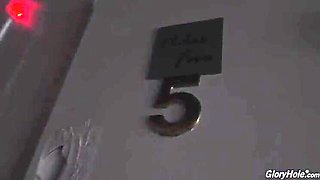 Petite Riley Star sucks and fucks big black cock at glory hole in bookstore