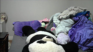 Young Girl Rides a Teddy Bear to Multiple Orgasms