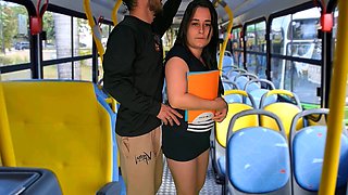 College girl being sensed on the bus in public!