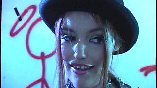 Naughty brunette teen with amazing ass gets spitroasted anally