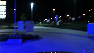 Amateur slut facialed in blowjob group and swallows