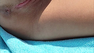 Real homemade wife sunbathing and showing off her body with big natural tits and perfect asshole