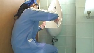 Asian toilet attendant cleans wrong part6