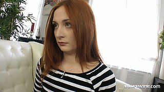 Alluring bitch with red hair Eva Berger sucks chocolate dick