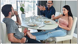 Jake Adams, Luke Longly And Alex Coal - Black Haired Latina Has Her Feet Sucked While Being Fucked