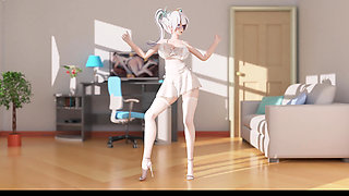 Weak Play Lace Jumpsuit Miniskirt White Silk Thong Big Tits