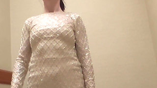 Mall Try on Flashing Showing to Her Client New Collections