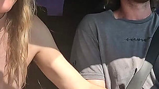 Sexy Blonde Swallows Cum After Road Head