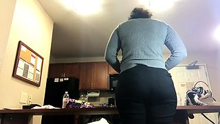 Naughty ebony wife gets her fabulous big booty spanked hard