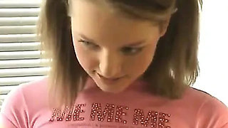 Britney Braces Amateur Solo - Skinny Teen Strips Lingerie and Plays with Banana Cream