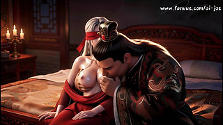 Cuckold Husband Watches Fat Bull Fuck His Blindfolded Red Concubine AI-generated