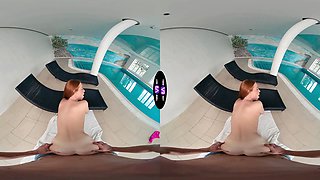Busty stunner taunts and screws lucky fellow by the pool - tmwvrnet