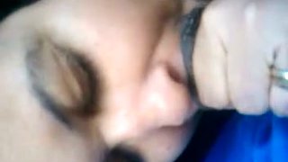 Lewd BBW girlfriend gives me dirty blowjob in right in the car
