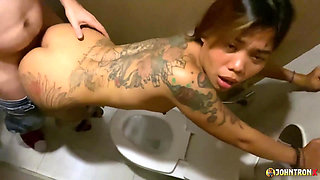 Johntronx - Fucking a Slutty Hot Tattooed Babe in a Bathroom