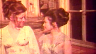 Vintage Red-tinted Lesbian Classic with Retro Bedroom Lovers