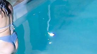 Caught in the Act! Two Brunettes Caught Masturbating in the Condo's Pool