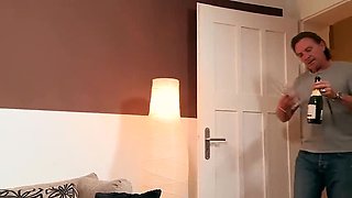 Hot Wife First DP Gangbang - Rough Anal & Blowjob on Couch