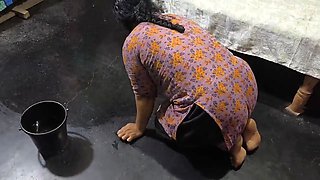 My aunty is cleaning the house and I hugged my step aunty