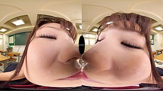 Passionate Japanese student entices viewer in steamy VR school fantasy