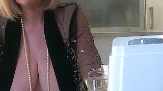 Big Boobed Blonde Masturbates With A Dildo In The Bathroom