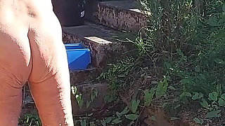 Granny Works Naked in Her Garden!