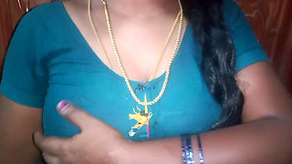 Tamil Aunty Squeezing Her Breasts When She Is Alone and Unable to Control Her Emotions