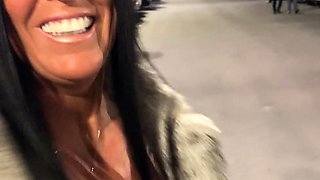 Beautiful Brunette Big Boobs Rides Fake Cock