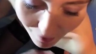 American MILF Gives a Hot Deep-Throat Blowjob