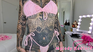 Pink Ruffled Micro Bikini Try on Haul with Big Tits Melody Radford