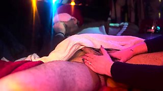 Step Mom Gives a Quick Ball Massage and Handjob