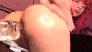 Dino Nuggiess Riding Dildo With Mirror Play