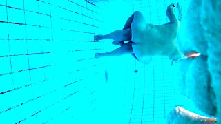 Hot amateur brunette with big tits gets fucked in the pool