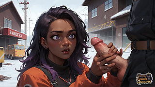 The Best Ebony Fucky-fucky on a Snowy Street! the Purple-haired Queen's Pleasure in Ebony XXX.