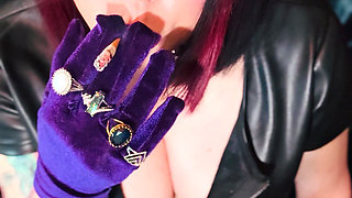 Queen Of Smoking Tina Snua Smoking A Cork Cigarette In Leather & Gloves