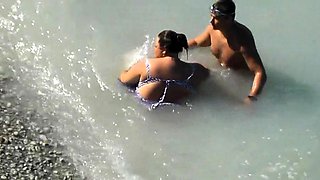 Beach voyeur films a curvy mature wife getting fucked hard