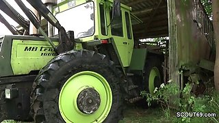 German Milf Mom and Dad Fuck Outdoor on farm