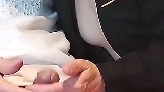 Adulterous Couple Giving Blowjob on Sofa and Swallowing